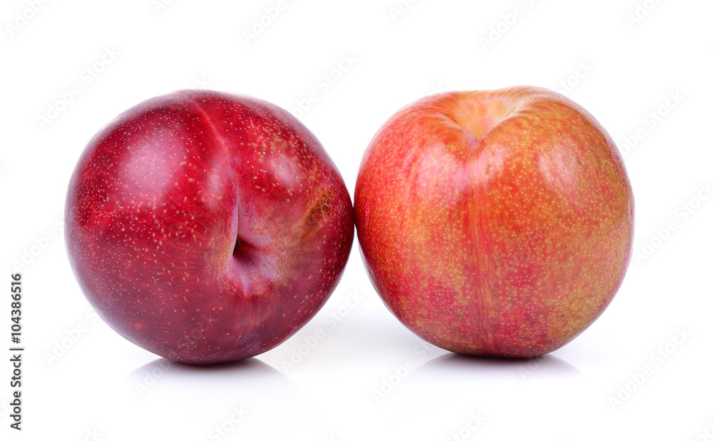 red plum isolated on white background red plum isolated on white background