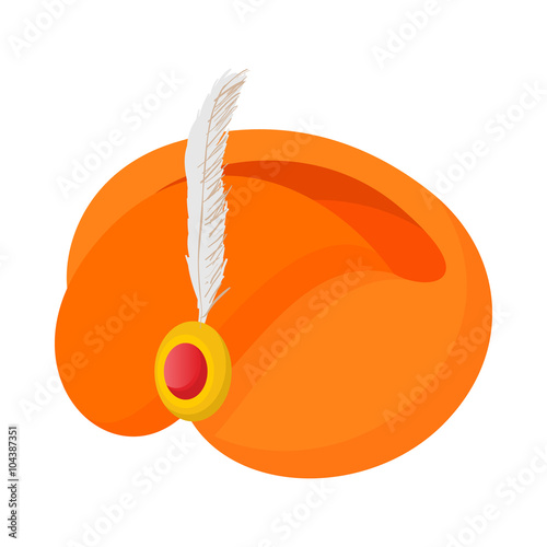 Saffron colored turban icon with a feather