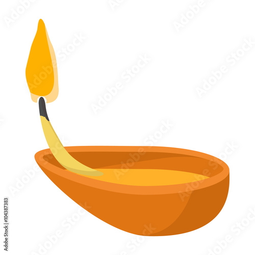 Coconut oil lamp icon, cartoon style 