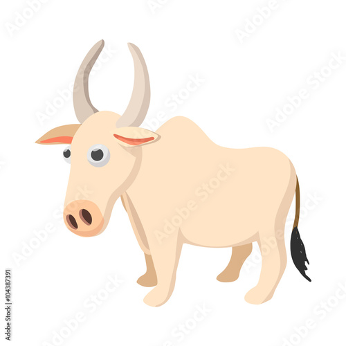 Indian cow icon, cartoon style