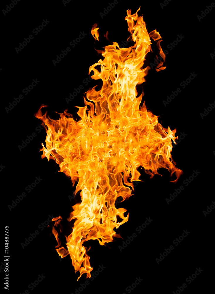 Fototapeta premium Fire flames - isolated on black background