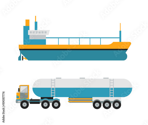 Gas oil transportation van vector.