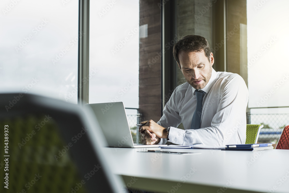 Portrait of businessman at his desk in the office Portrait of businessman at his desk in the office