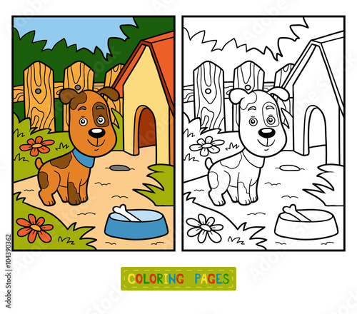 Coloring book for children (dog and background)