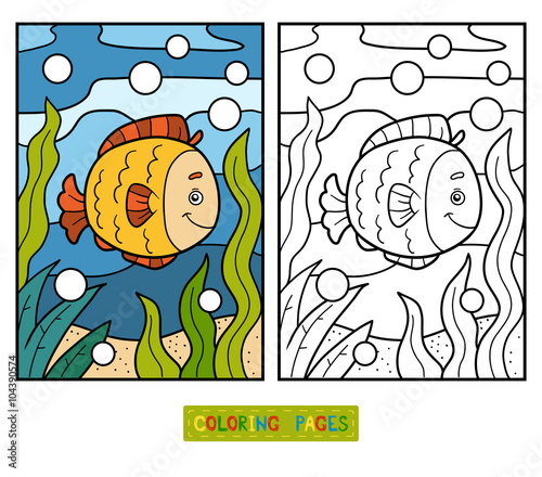 Coloring book for children (fish and background)