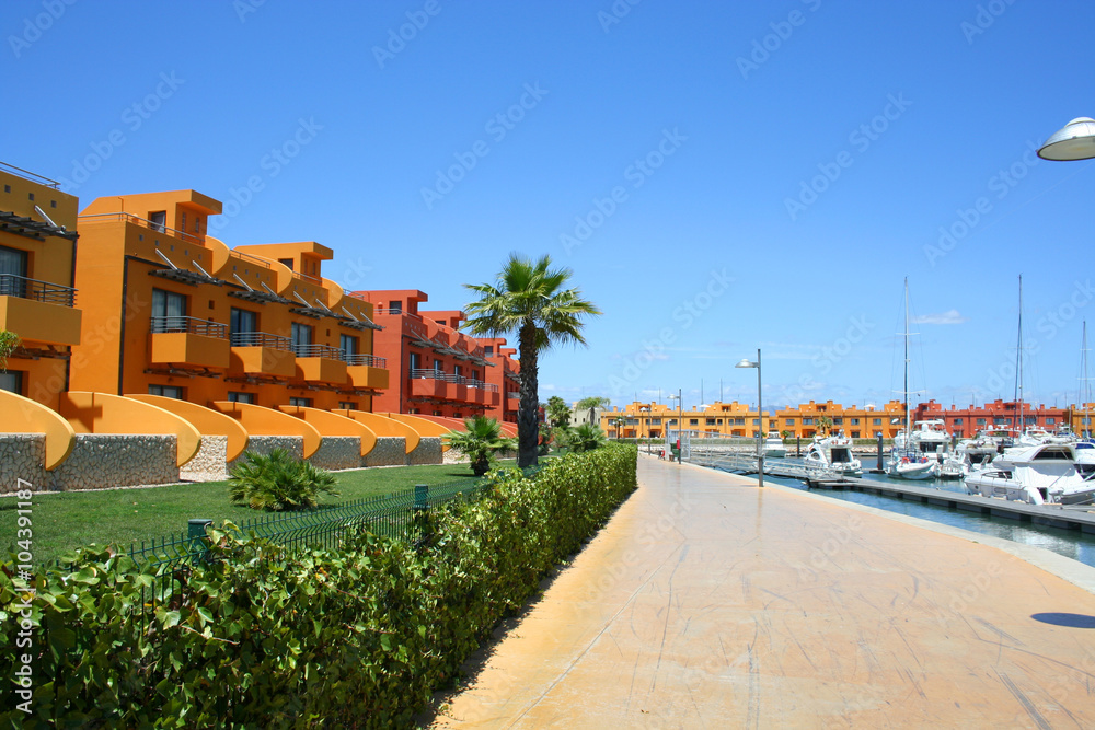 Villas and yachts in Portimao Marina. Algarve Province in Portugal.