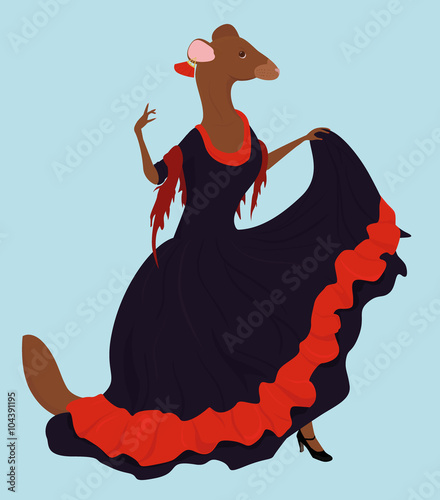 flamenco dancer ferret  in long dress 
