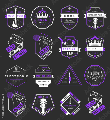 Set of vector logos and badges music
