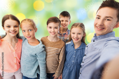 happy children talking selfie