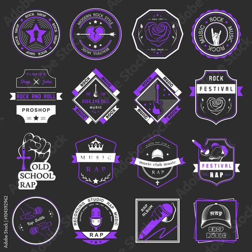Set of vector logos and badges music