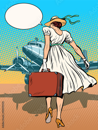 Lady passenger aircraft with Luggage