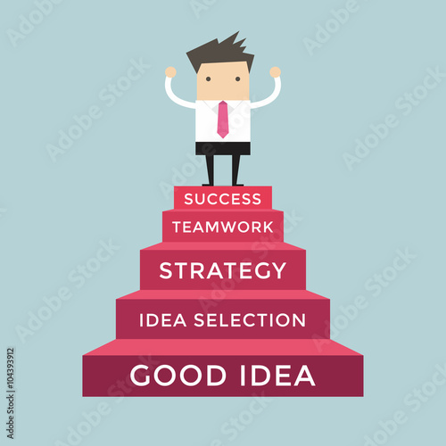 Businessman going up to success, 5 step for success