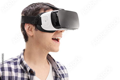 Young man using a VR headset