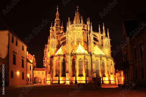 Colorful gothic St. Vitus' Cathedral on Prague Castle, Czech Republic