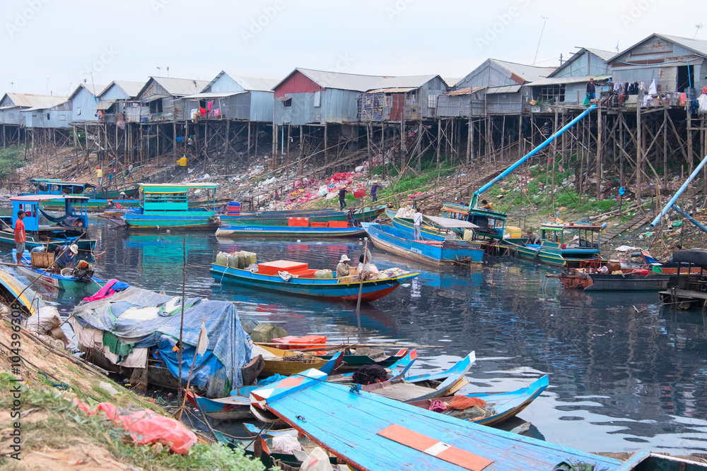 Unsanitary living conditions on lake Tonle Sap