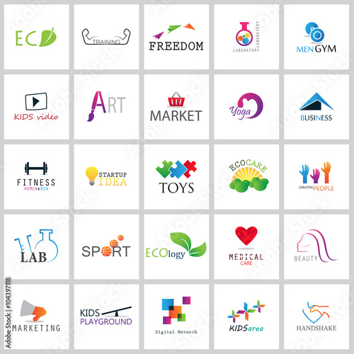 Flat Colorful Icons Set - Vector Illustration. Collection Of Color Icons, For Web, Print, Presentation Templates, Mobile Applications And Promotional Material.Logo Medical, Ecology, Digital Network