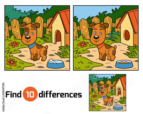 Find differences game for children (dog)