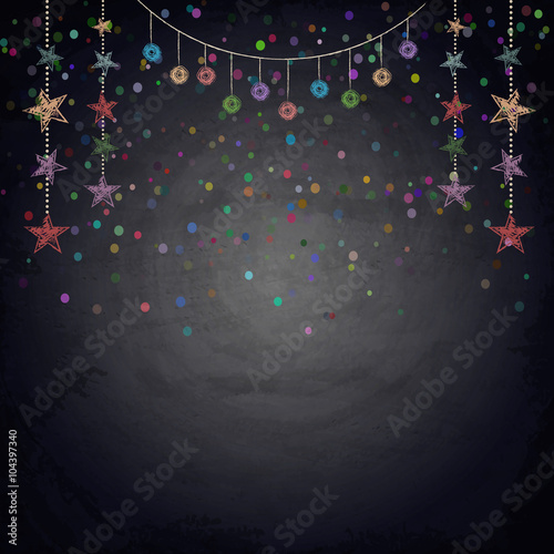 Chalkboard background with drawing bunting stars