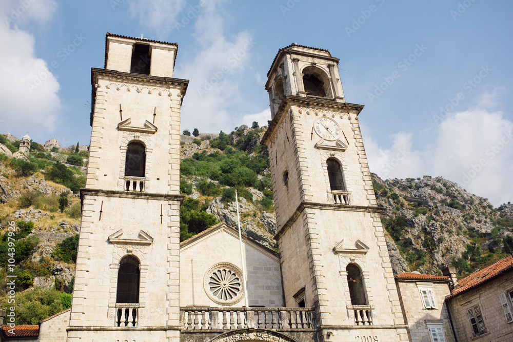 Saint Tryphon cathedral in Kotor old town in Montenegro.