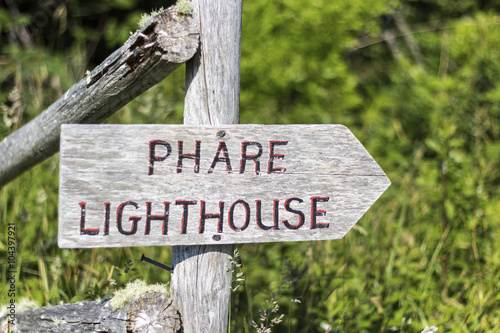 Lighthouse sign in Nova Scotia in Canada