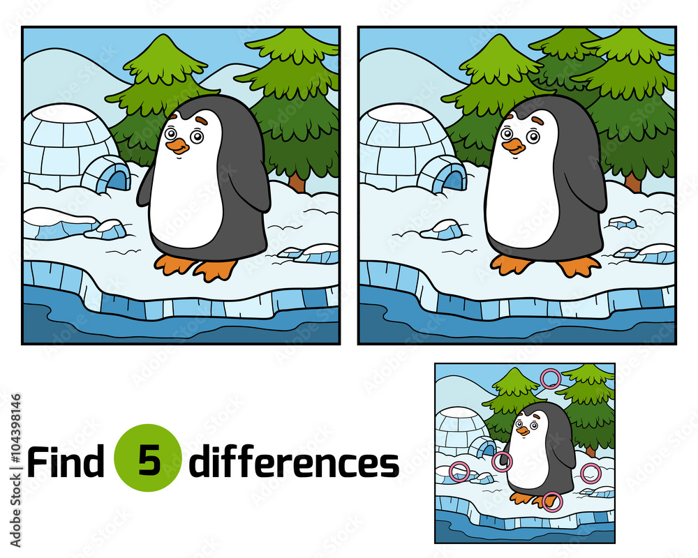 Obraz premium Find differences (penguin and background)