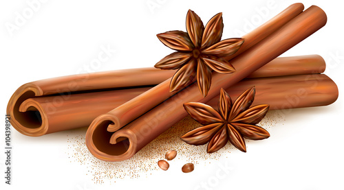 Cinnamon sticks and anise stars