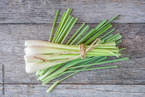 Fresh lemongrass  citronella  on wooden background - Spice for h