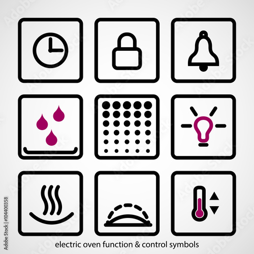Electric oven function & control symbols