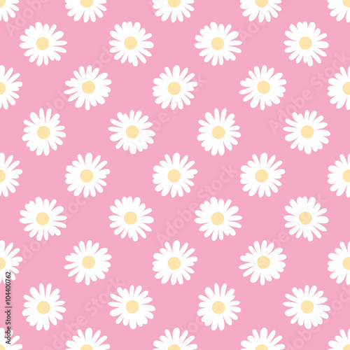 Doodle chamomile. Seamless vector wallpaper