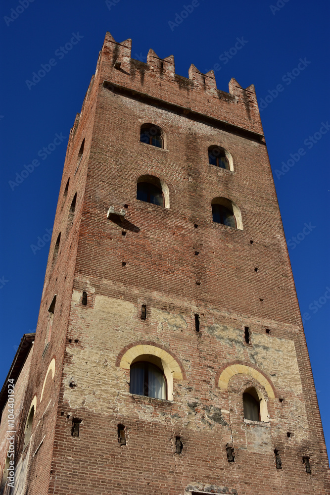 San Zeno Abbey tower in Verona, near the romanesque basilica