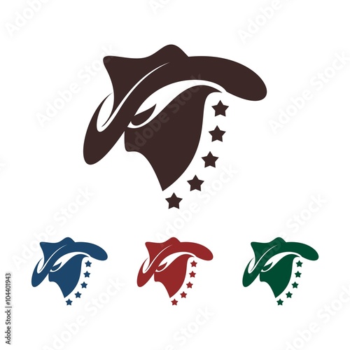 Cool Cowboy With Five Star, Bandana, Design Vector Logo Template