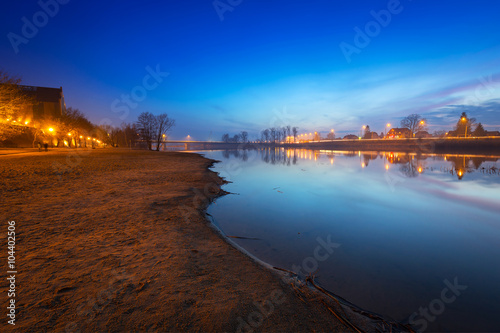 Dusk at the Nogat river in Malbork  Poland