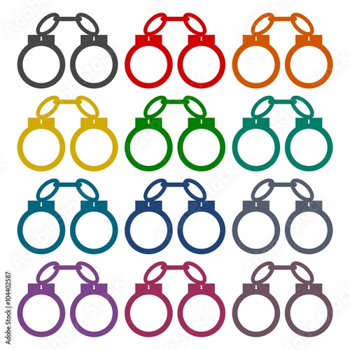 Handcuffs icons set