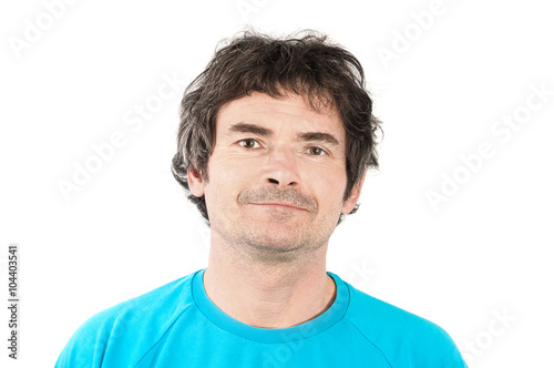 Smiling adult man on white background © unclepodger