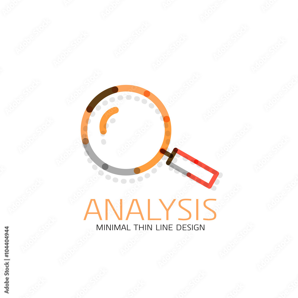 Vector thin line design logo magnifying glass, search and find or zoom logotype concept. Linear minimalistic business icon Vector thin line design logo magnifying glass, search and find or zoom logotype concept. Linear minimalistic business icon