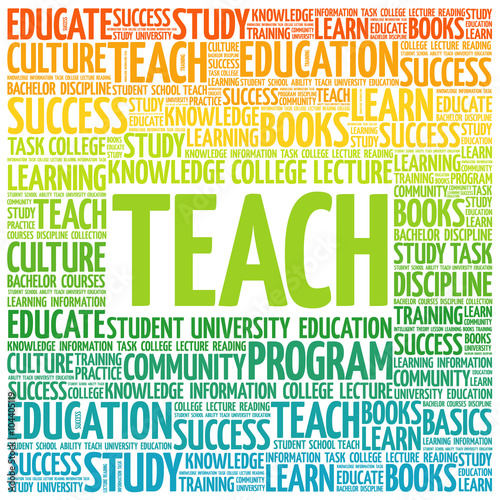 TEACH word cloud, education concept background