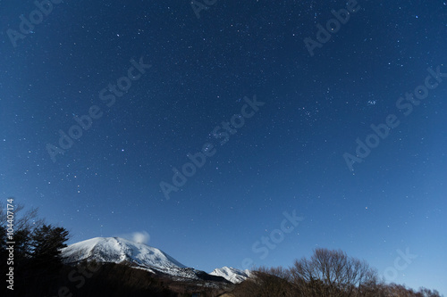 Star cluster with snow mountain photo