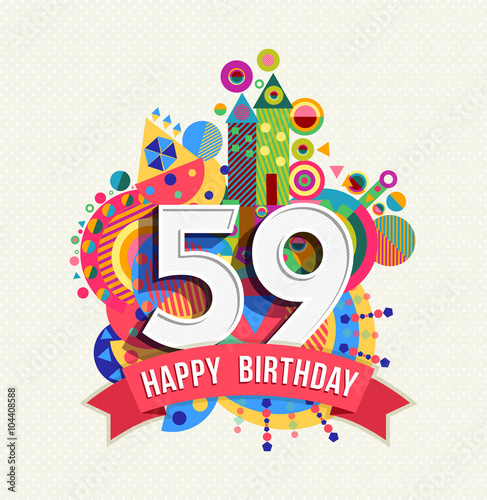 Happy birthday 59 year greeting card poster color photo