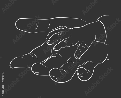 Hand adult and baby