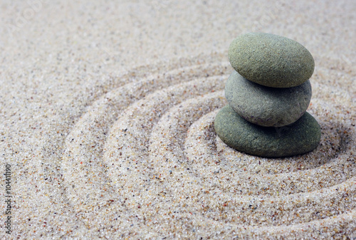 Stacked zen stones with spiral sand