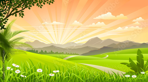 grasslands with mountains and hills in the background