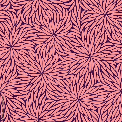 Abstract pink strokes flowers seamless pattern on dark backgroun photo