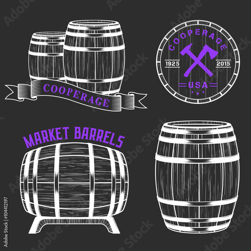 Vector set and logos cooperage workshops