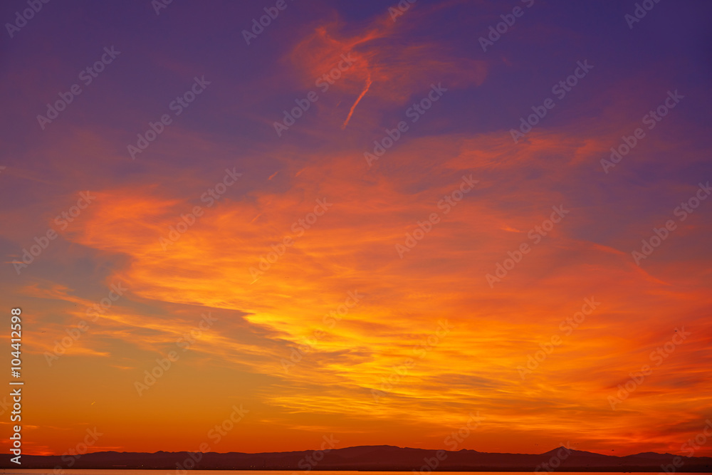 La Albufera lake sunset in El Saler of Valencia