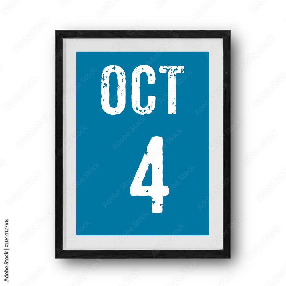 october calendar on the photo frame