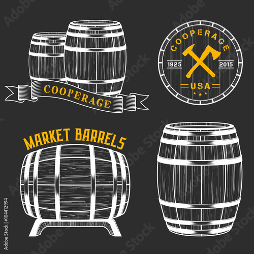 Vector set and logos cooperage workshops