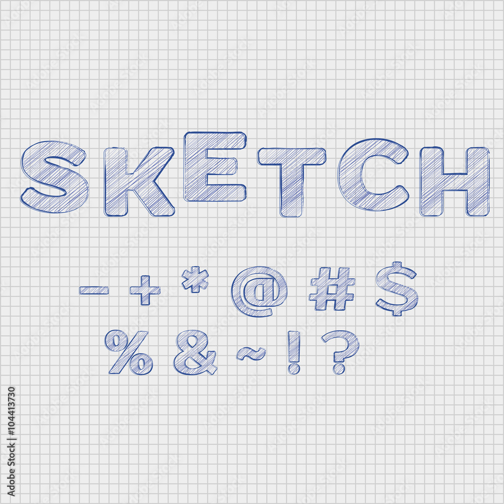 Symbols in sketch style on sheet in a section Symbols in sketch style on sheet in a section