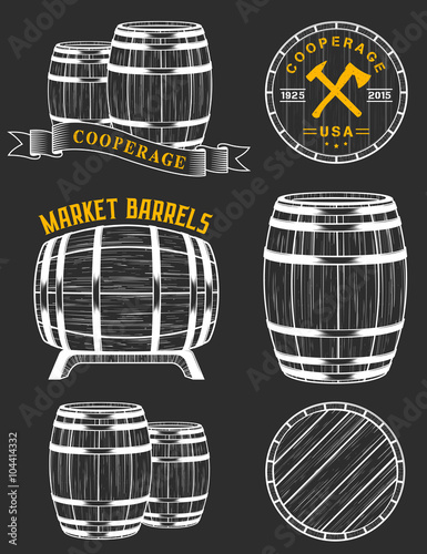Vector set and logos cooperage workshops
