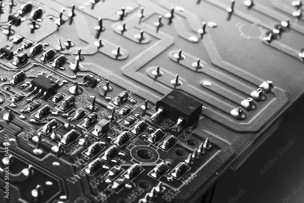 electronic circuit in black and white