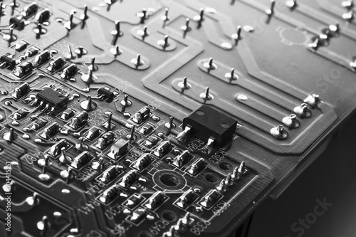 electronic circuit in black and white